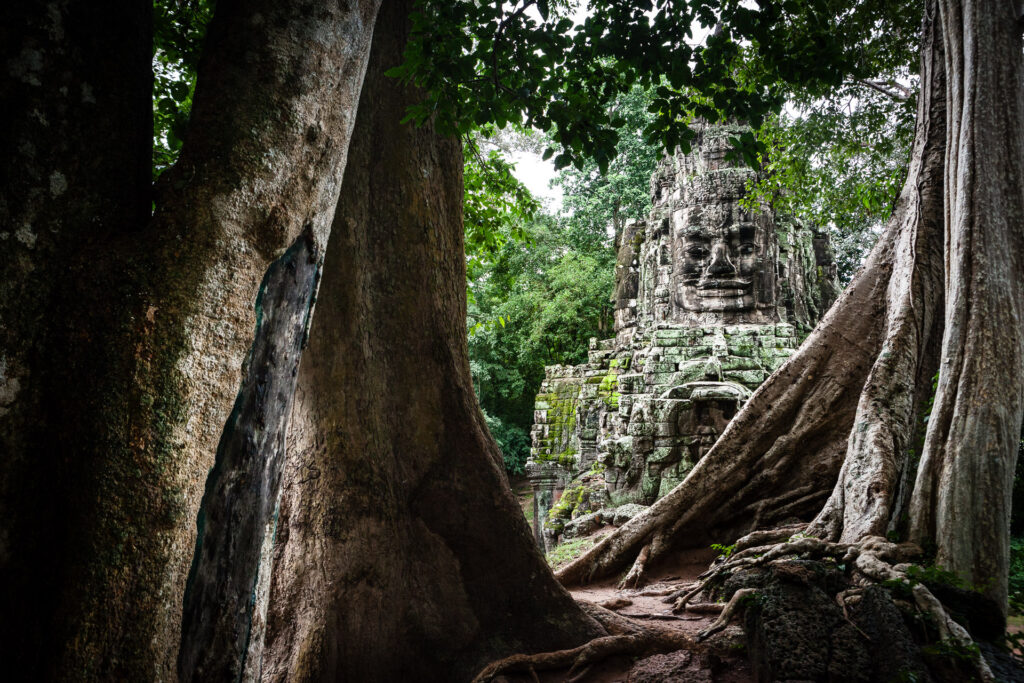 Gate of Angkor Thom taken with a wide angle