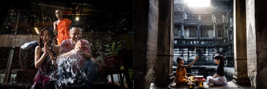 Blessings by monk in Angkor